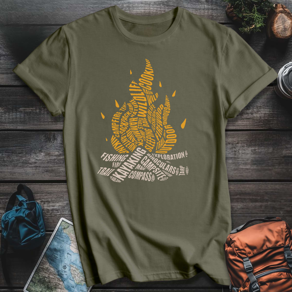 Campfire Words T-Shirt - Military Green variant