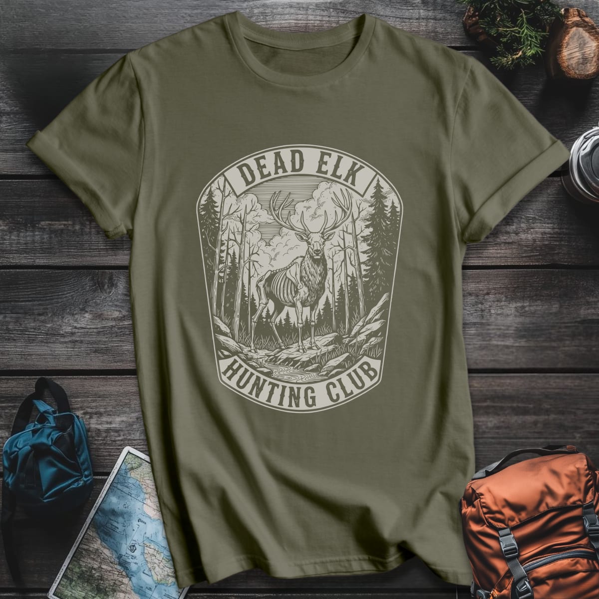 Dead Elk T-Shirt - Military Green variant