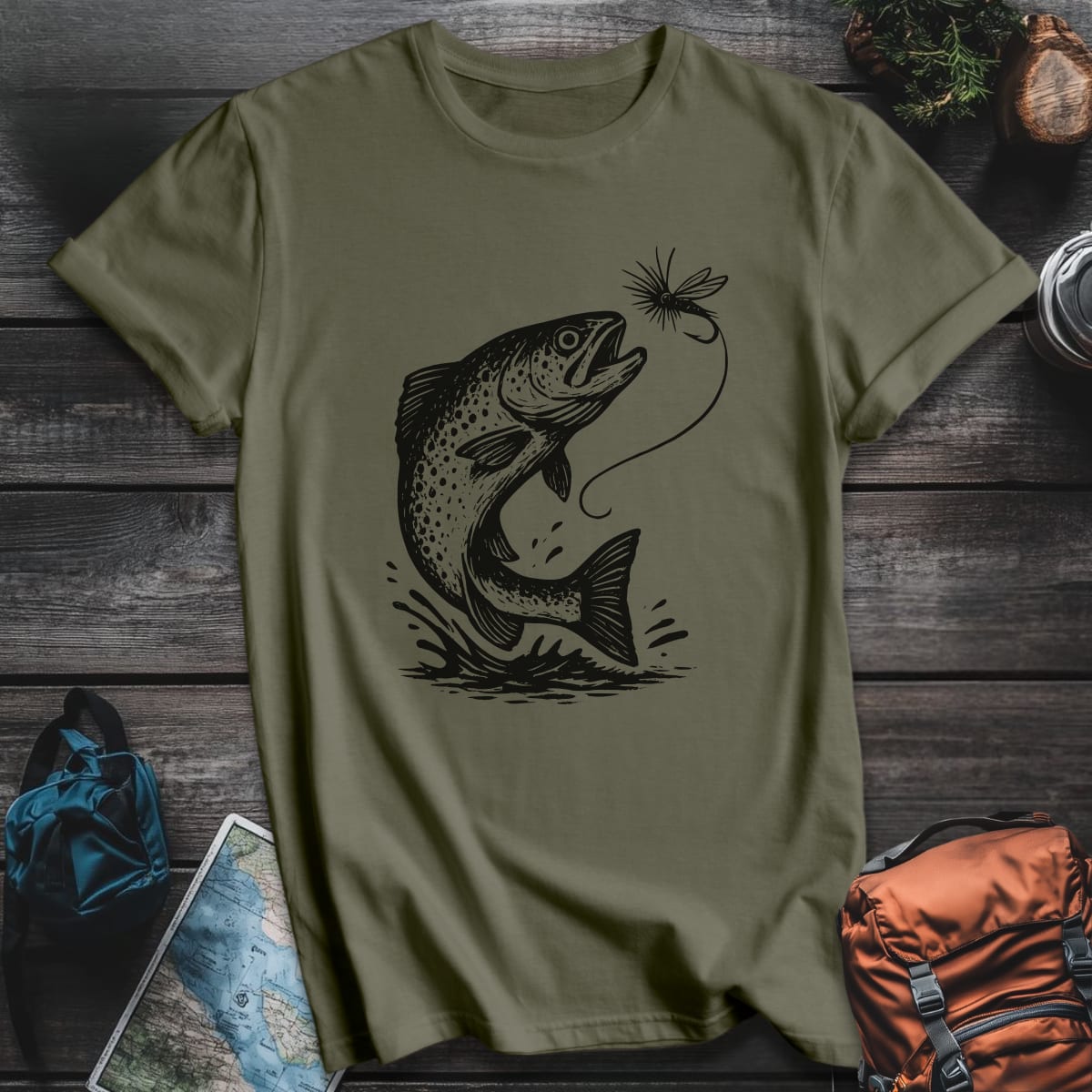 Trout Strike T-Shirt - Military Green variant