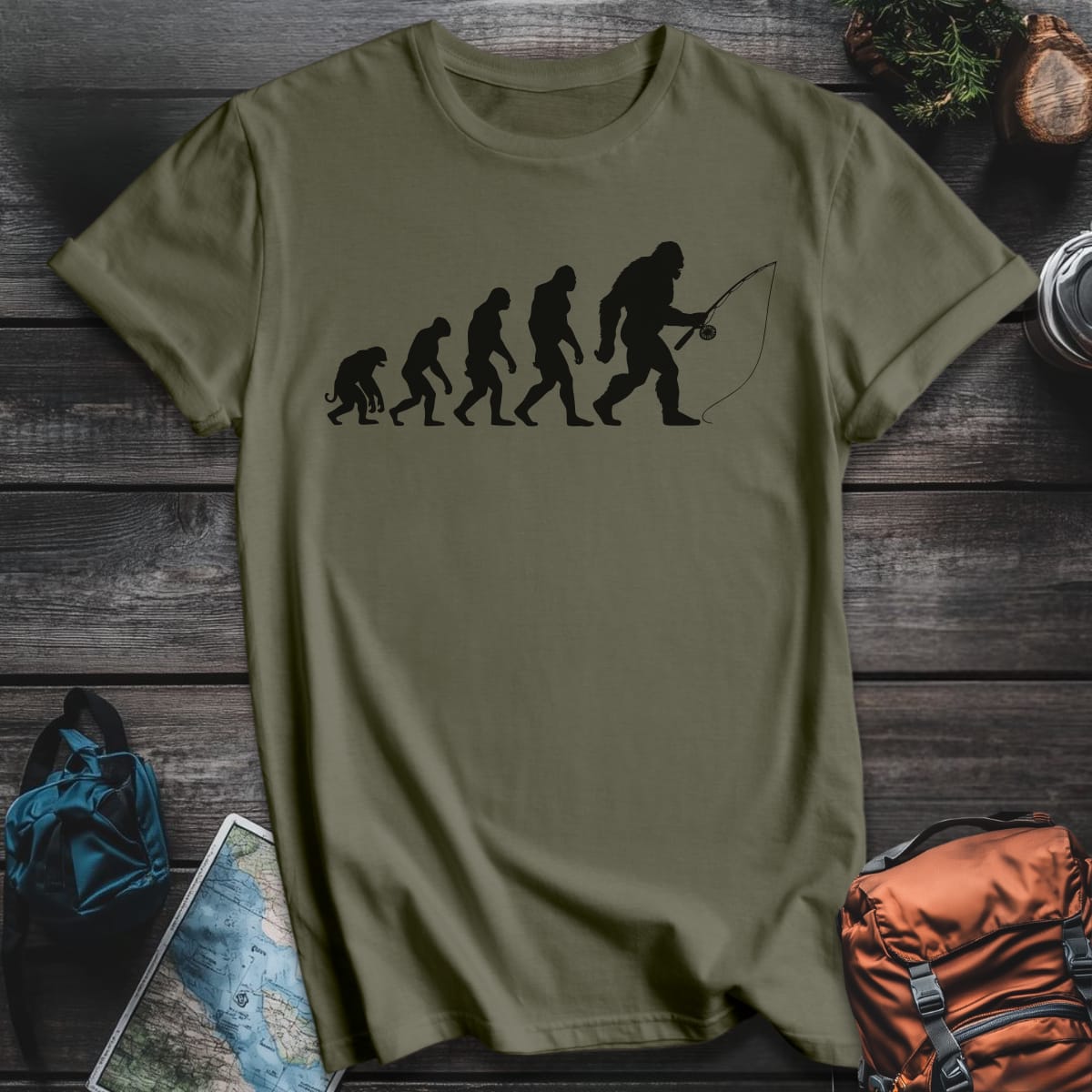 Fly Fishing Evolution T-Shirt - Military Green variant