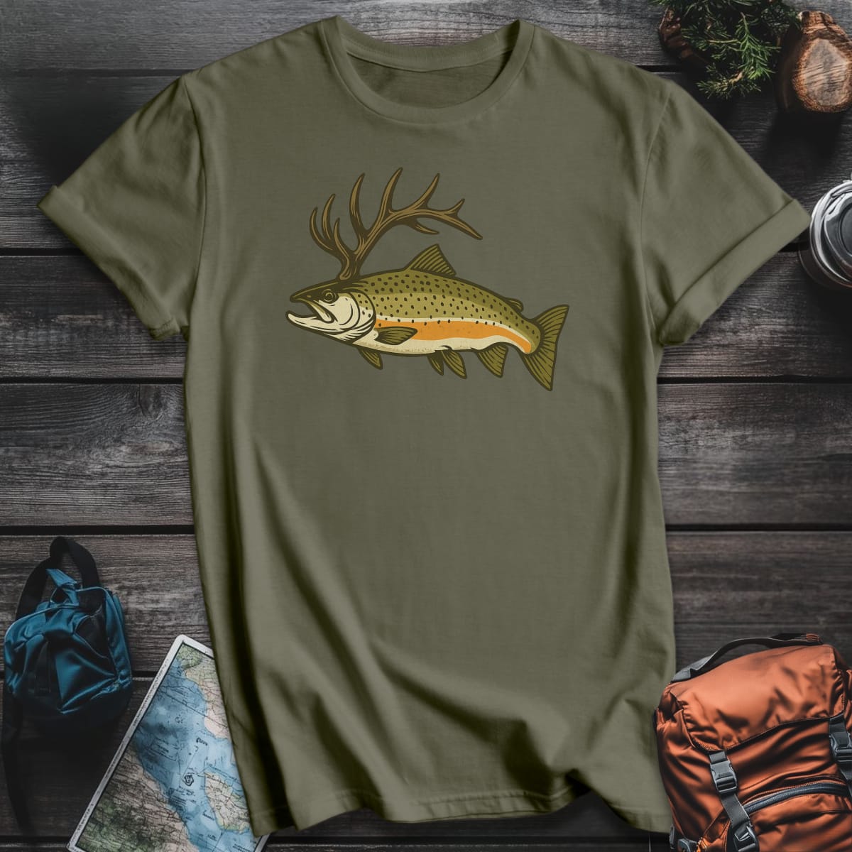 Catch & Bugle T-Shirt - Military Green variant