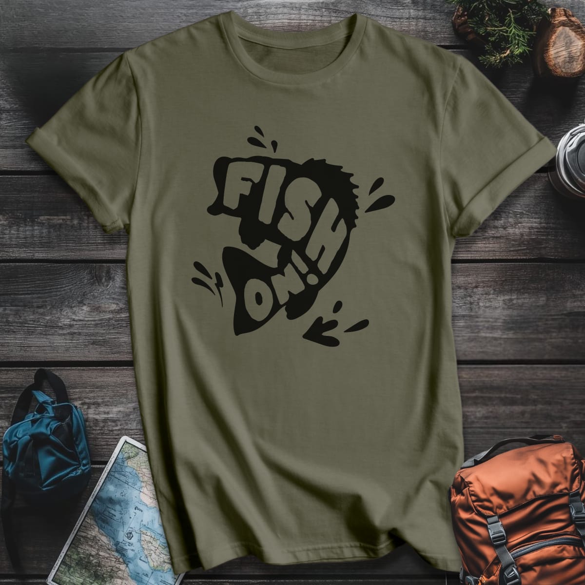 Fish On! T-Shirt - Military Green variant