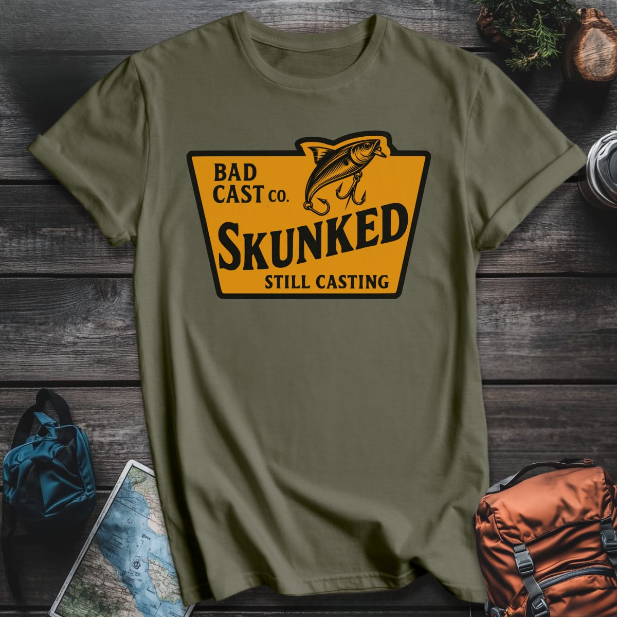 Skunked Fishing Co T-Shirt - Military Green variant