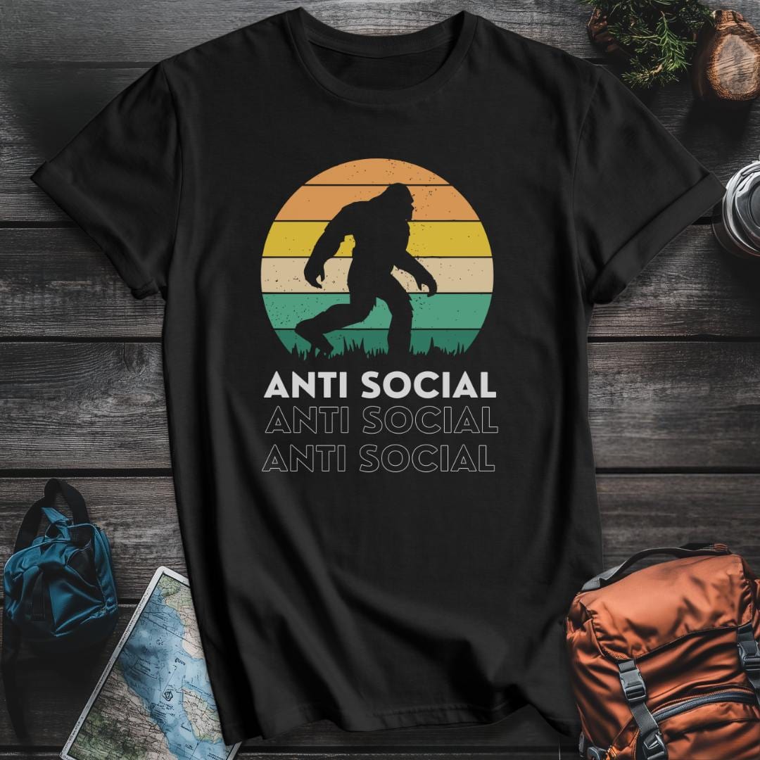 Printify T-Shirt Black / S Bigfoot Anti Social T-Shirt