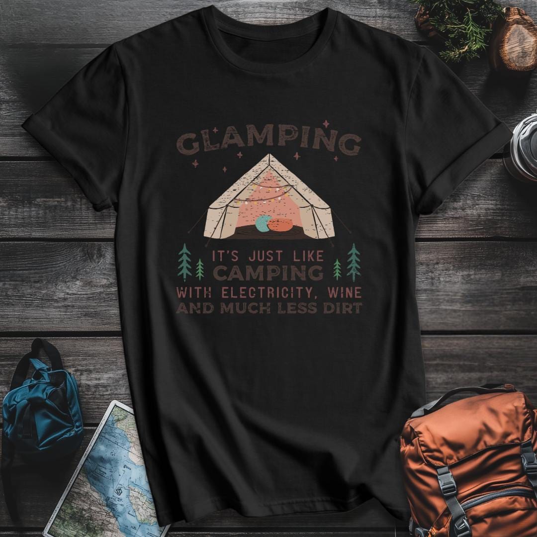 Printify T-Shirt Black / S Glamping Wine and Dirt T-Shirt