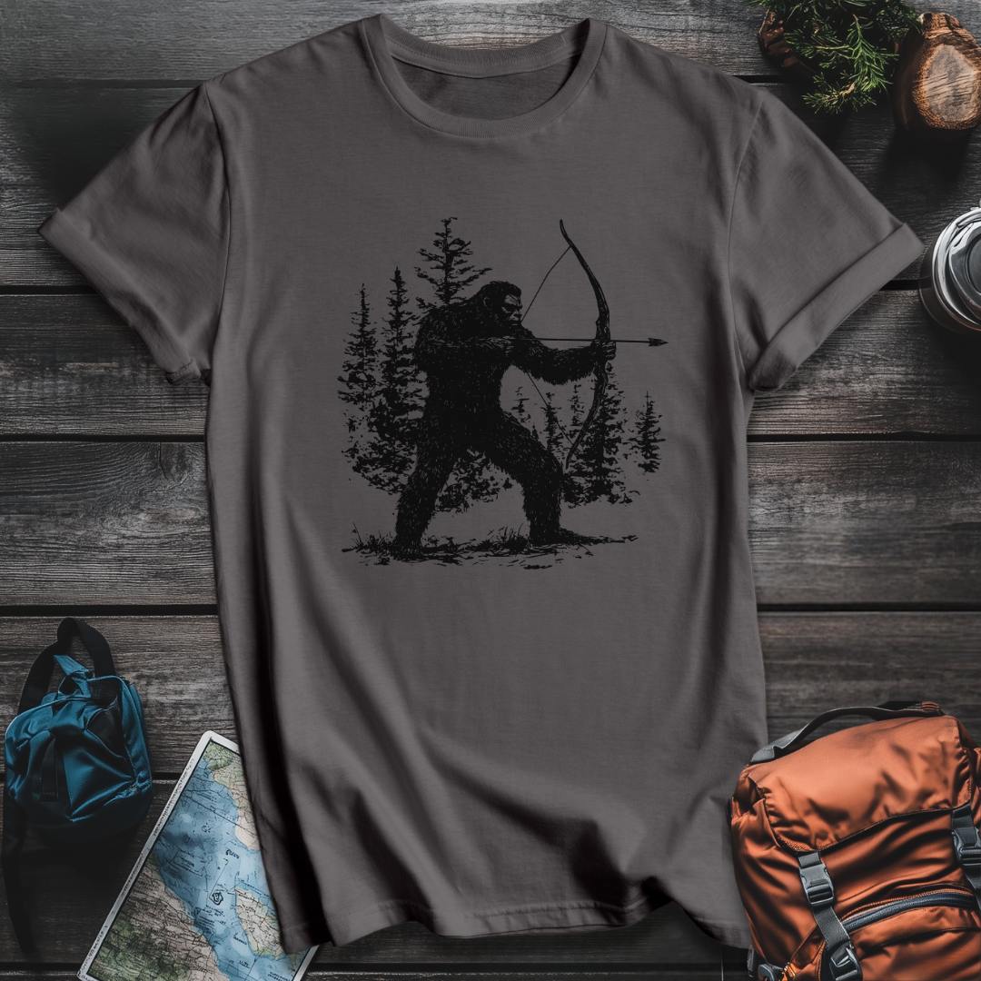 Printify T-Shirt Charcoal / S Bigfoot Bow Hunter T-Shirt