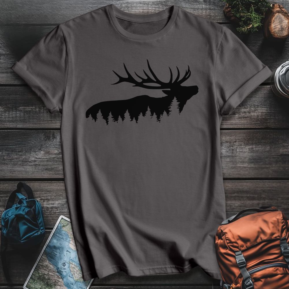Printify T-Shirt Charcoal / S Elk Wilderness T-Shirt