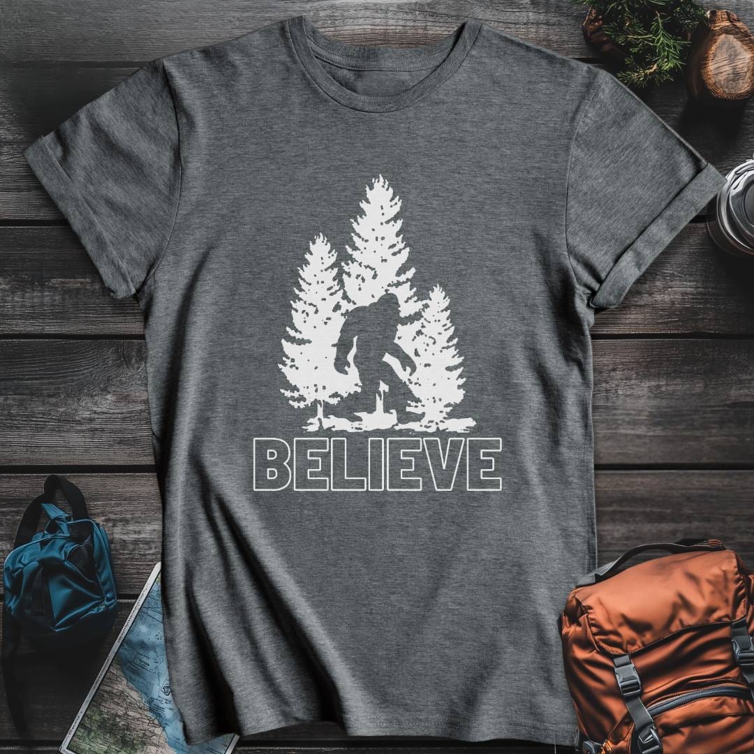 Printify T-Shirt Dark Heather / S Yeti Believe T-Shirt