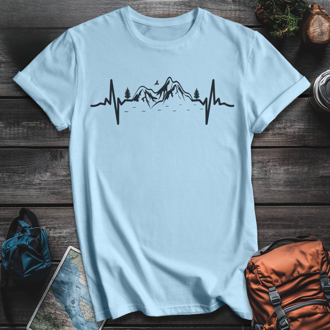 Printify T-Shirt Light Blue / S EKG Love Mountains T-Shirt
