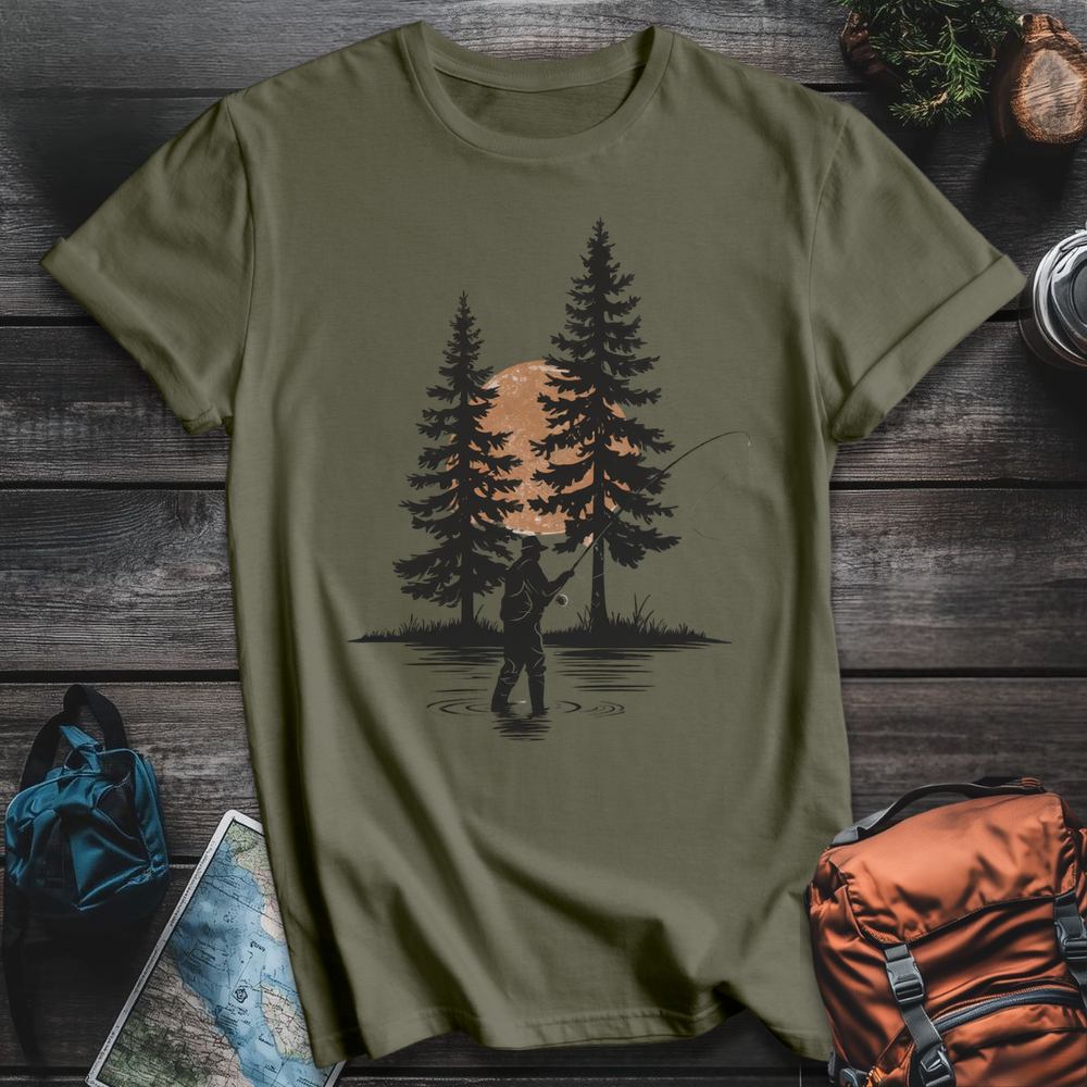 Printify T-Shirt Military Green / S Anglers Paradise T-Shirt