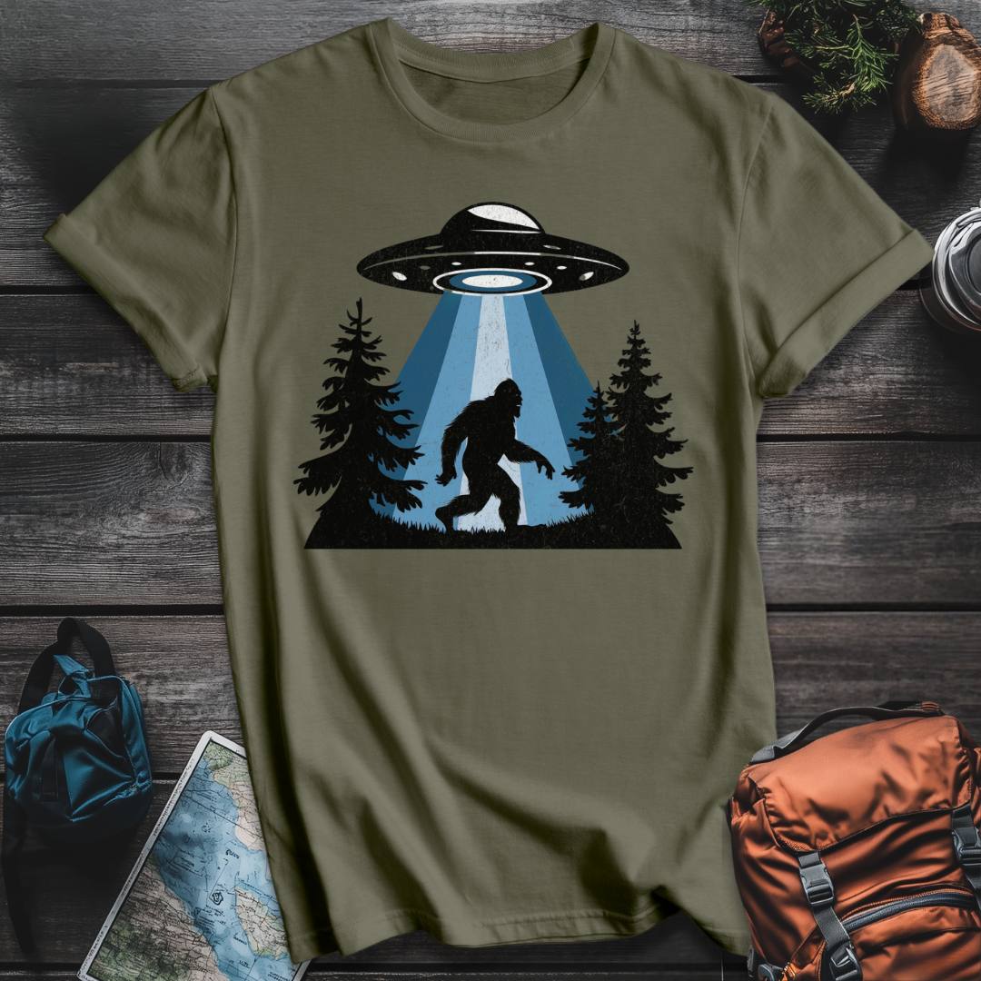 Printify T-Shirt Military Green / S Bigfoot Abduction T-Shirt