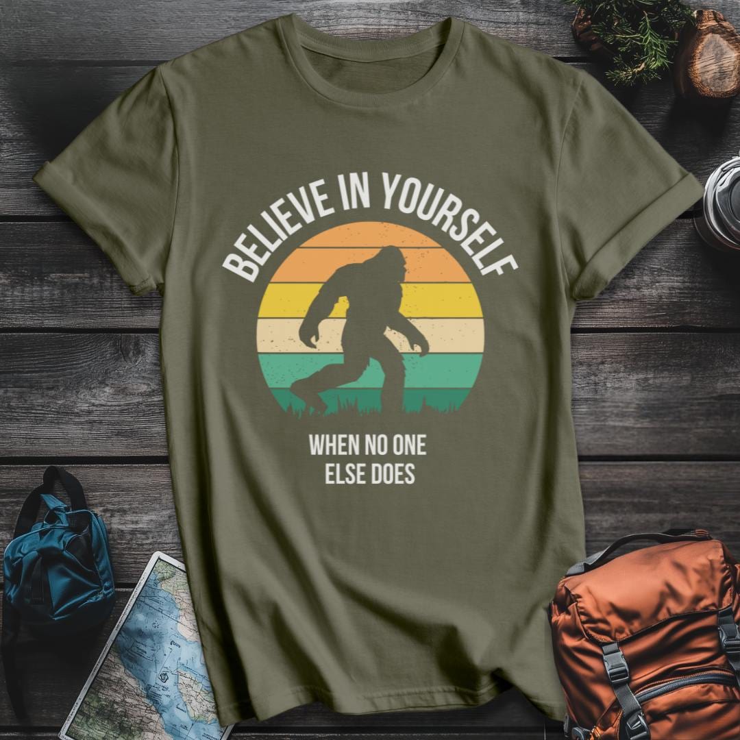 Printify T-Shirt Military Green / S Bigfoot Believer In You T-Shirt