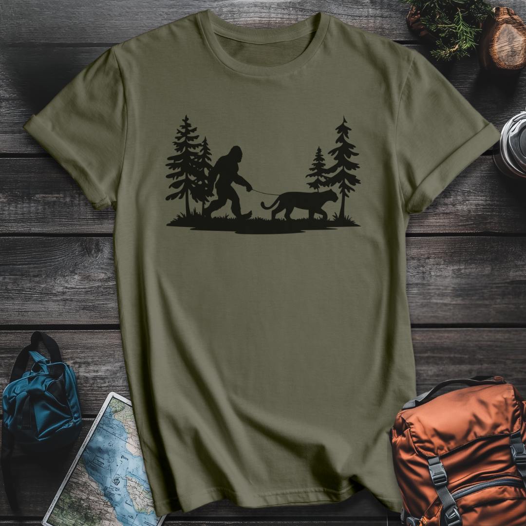 Printify T-Shirt Military Green / S Bigfoot Lion Stroll T-Shirt