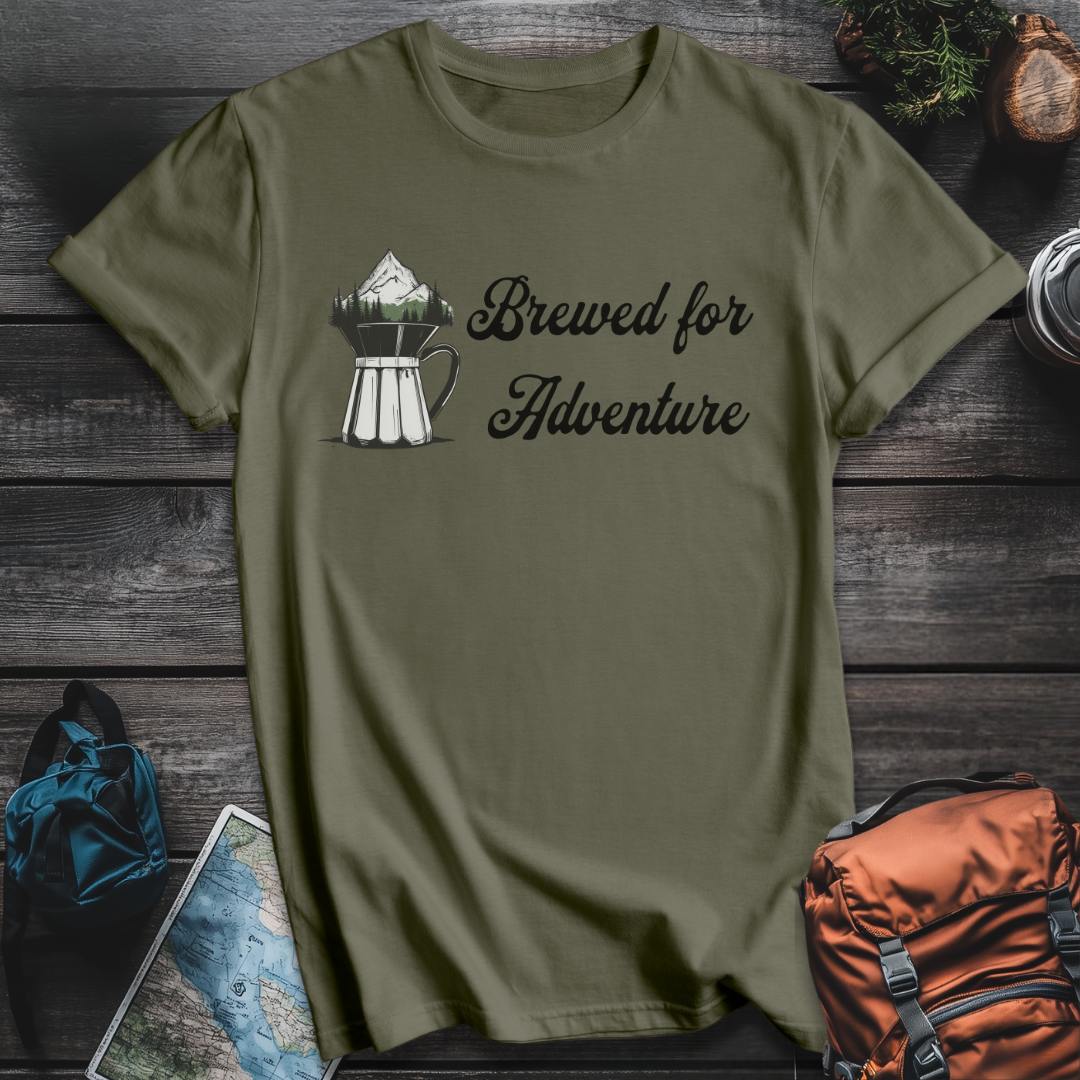 Printify T-Shirt Military Green / S Brewed Adventure T-Shirt
