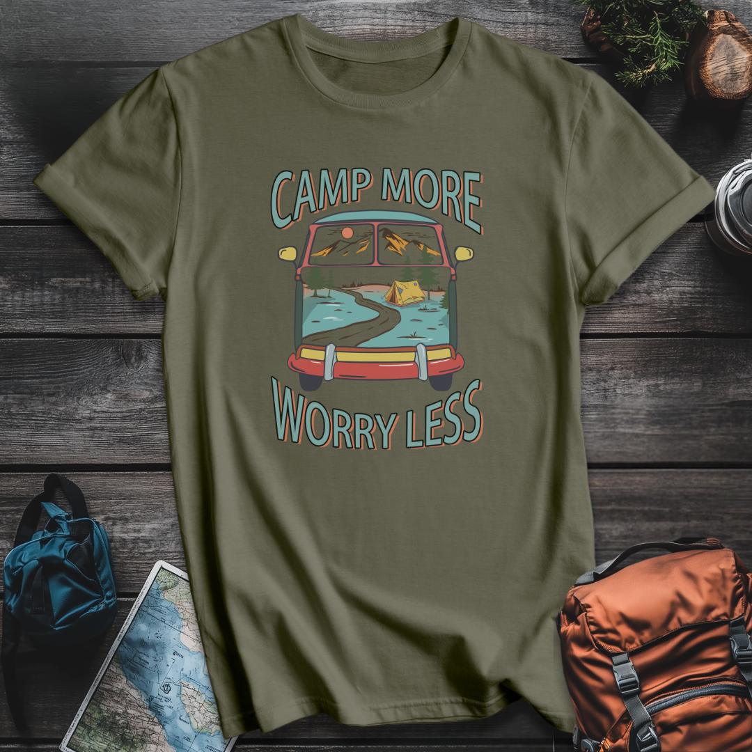 Printify T-Shirt Military Green / S Camp More Worry Less T-Shirt