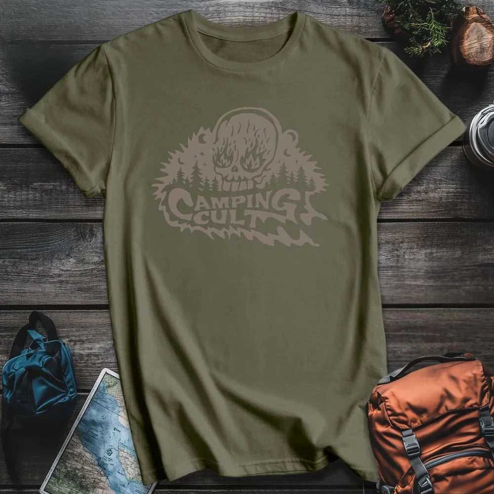 Printify T-Shirt Military Green / S Camping Cult T-Shirt