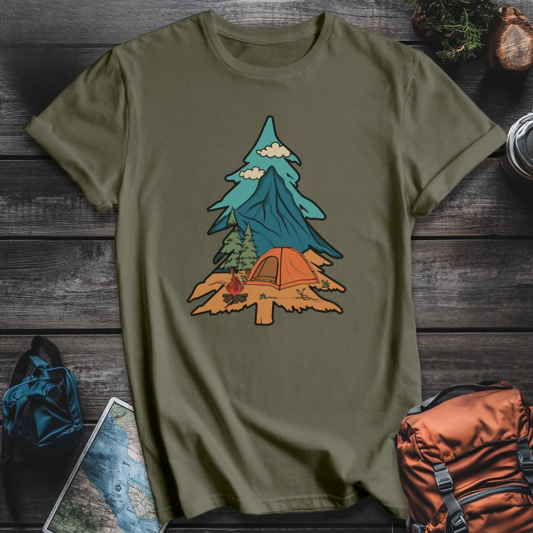 Printify T-Shirt Military Green / S Camping Pine T-Shirt