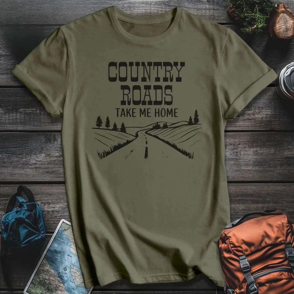 Printify T-Shirt Military Green / S Country Roads Alternate T-Shirt