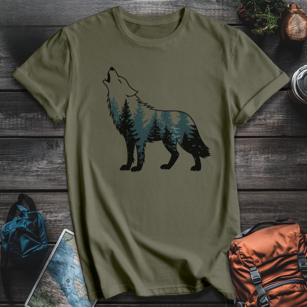Printify T-Shirt Military Green / S Howling Wild T-Shirt