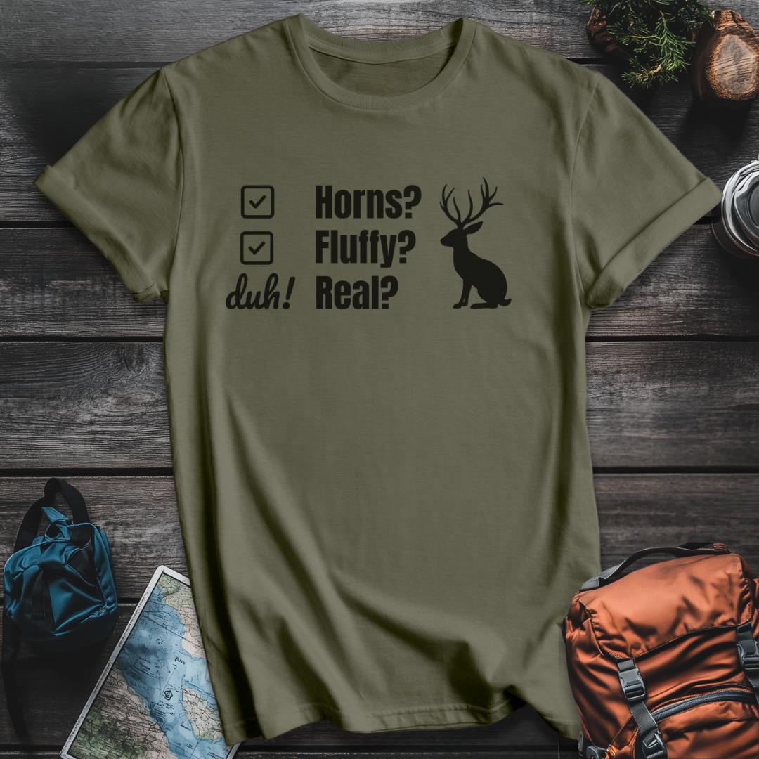 Printify T-Shirt Military Green / S Jackalope Duh T-Shirt