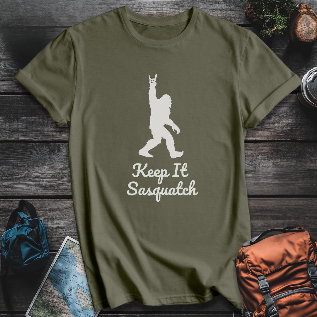 Printify T-Shirt Military Green / S Keep It Sasquatch T-Shirt