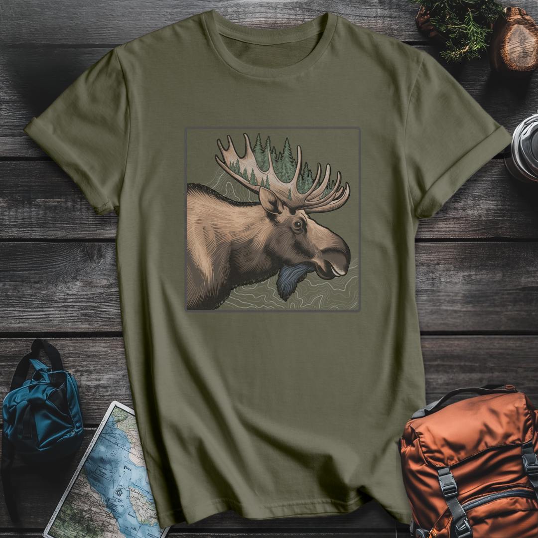 Printify T-Shirt Military Green / S Moose Mountain T-Shirt