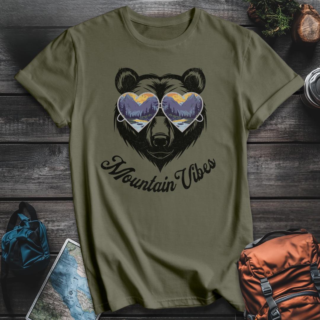 Printify T-Shirt Military Green / S Mountain Vibes Vintage T-Shirt