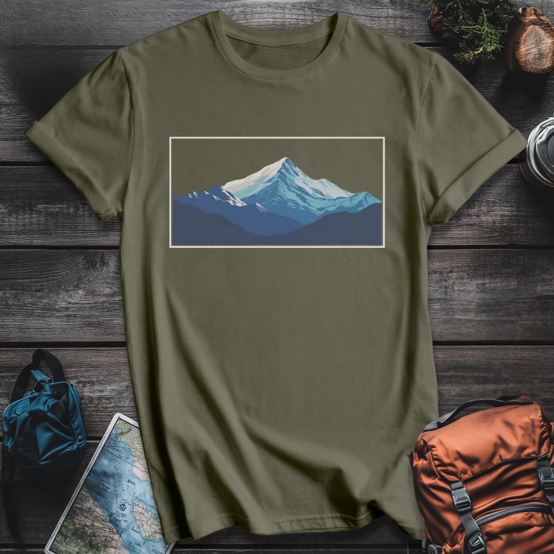 Printify T-Shirt Military Green / S Mountain Wave T-Shirt