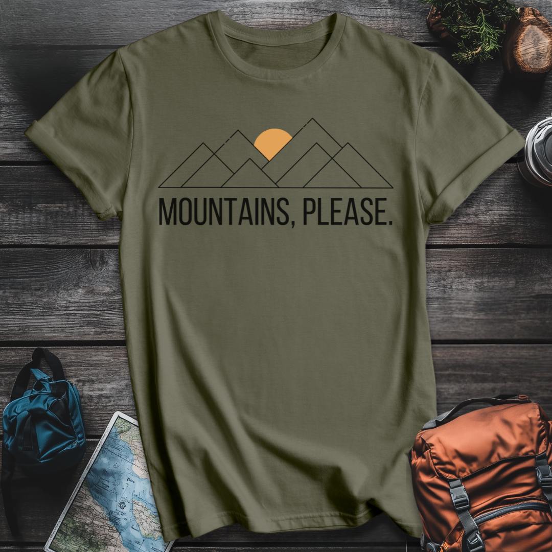 Printify T-Shirt Military Green / S Mountains Please T-Shirt