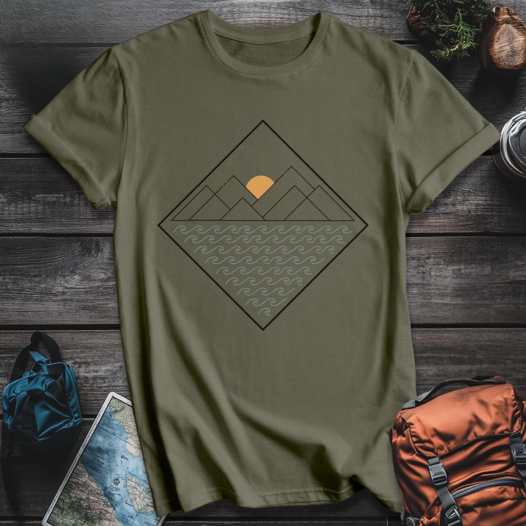 Printify T-Shirt Military Green / S Peaks to Waves T-Shirt