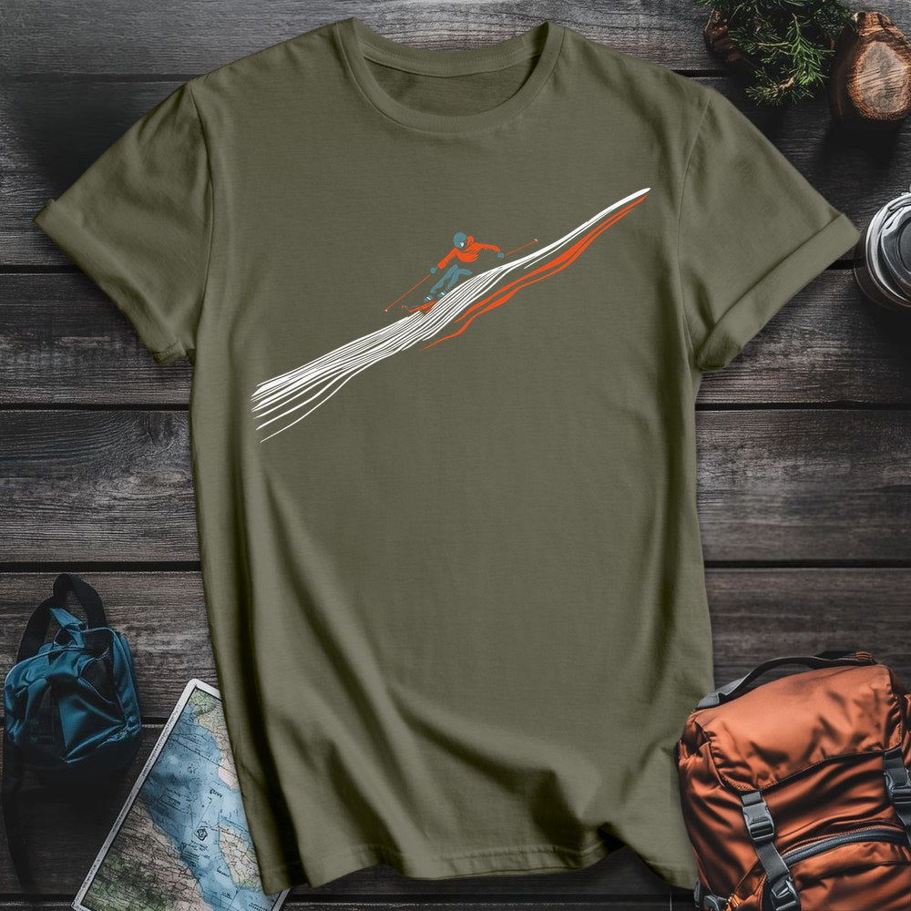 Printify T-Shirt Military Green / S Ski Slope T-Shirt