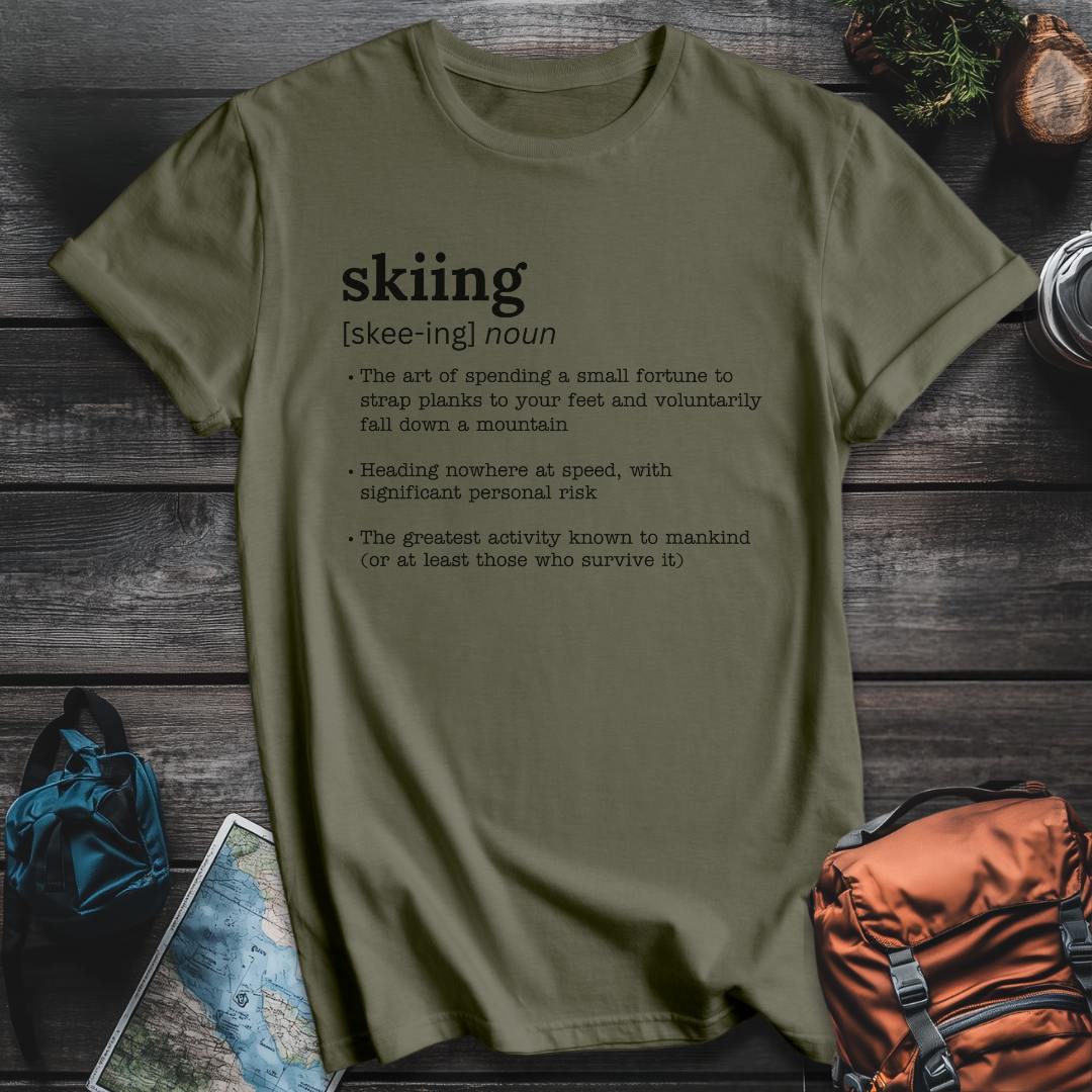 Printify T-Shirt Military Green / S Skiing Defined T-shirt