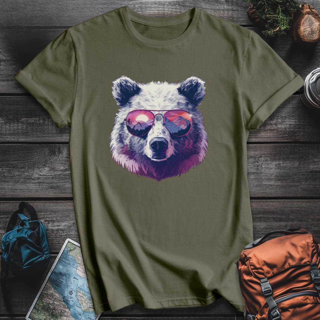 Printify T-Shirt Military Green / S Snow Bear T-Shirt