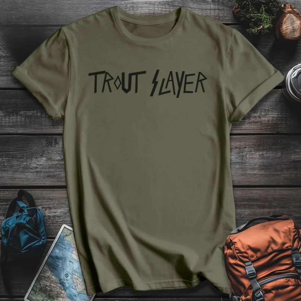 Printify T-Shirt Military Green / S Trout Slayer T-Shirt