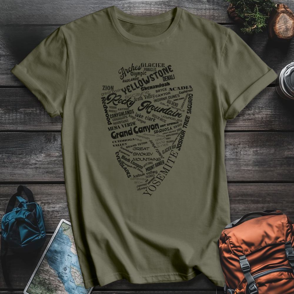 Printify T-Shirt Military Green / S Us National Parks T-Shirt