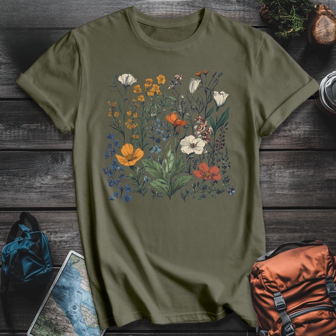 Printify T-Shirt Military Green / S Wildflower T-Shirt