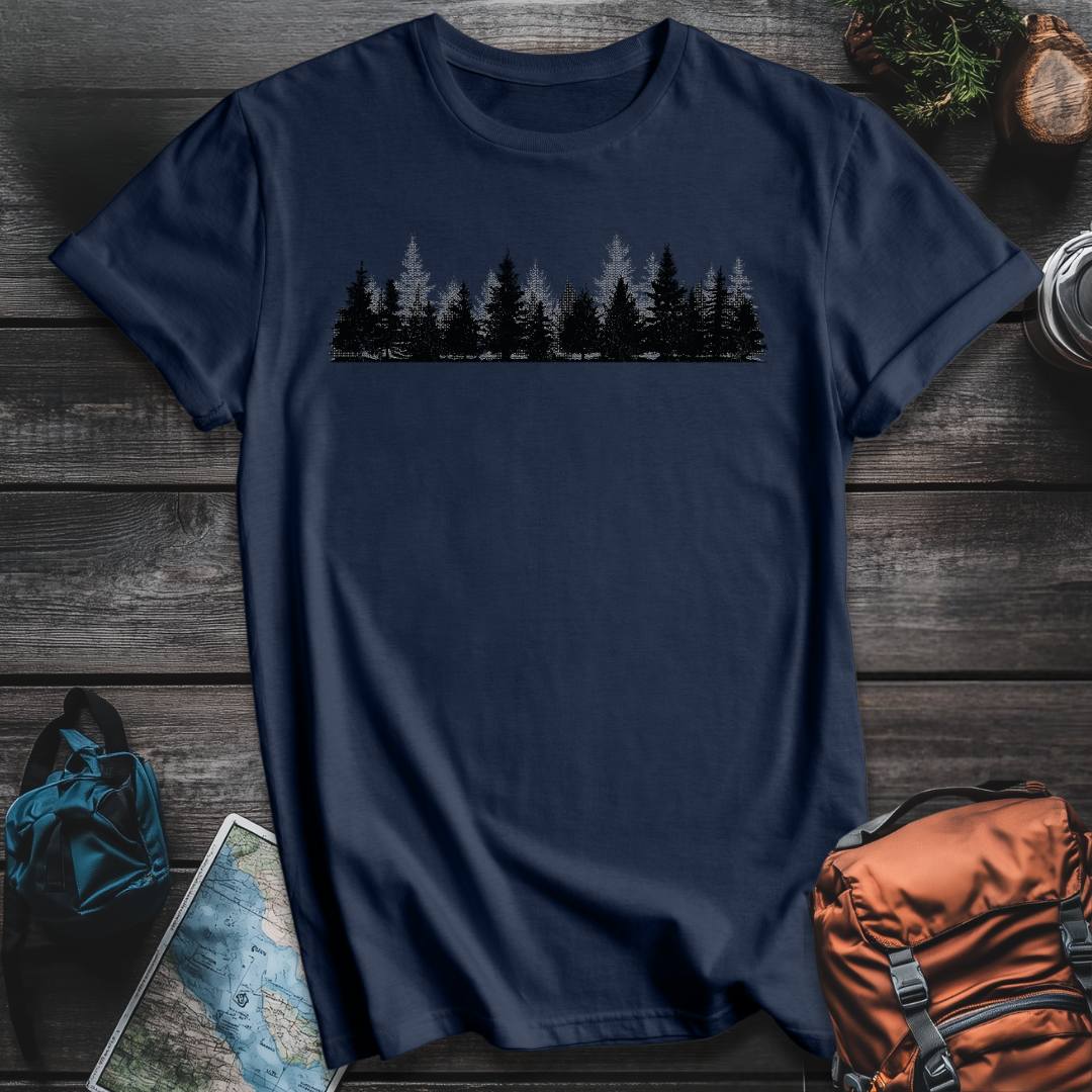 Printify T-Shirt Navy / S Pine Trees T-Shirt