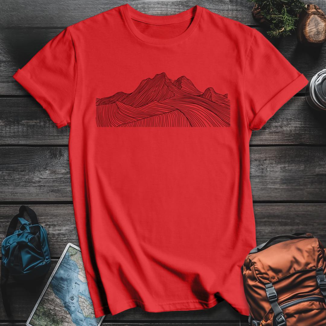 Printify T-Shirt Red / S Mountain Contour T-Shirt