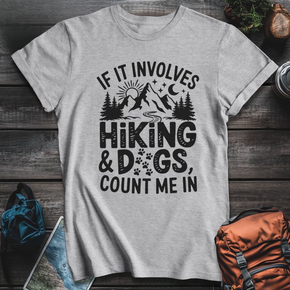 Printify T-Shirt Sport Grey / S Hiking And Dogs T-Shirt