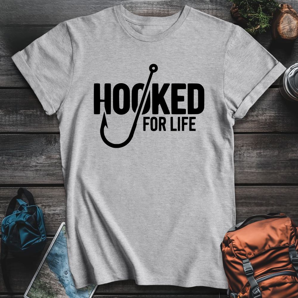 Printify T-Shirt Sport Grey / S Hooked On Fishing T-Shirt