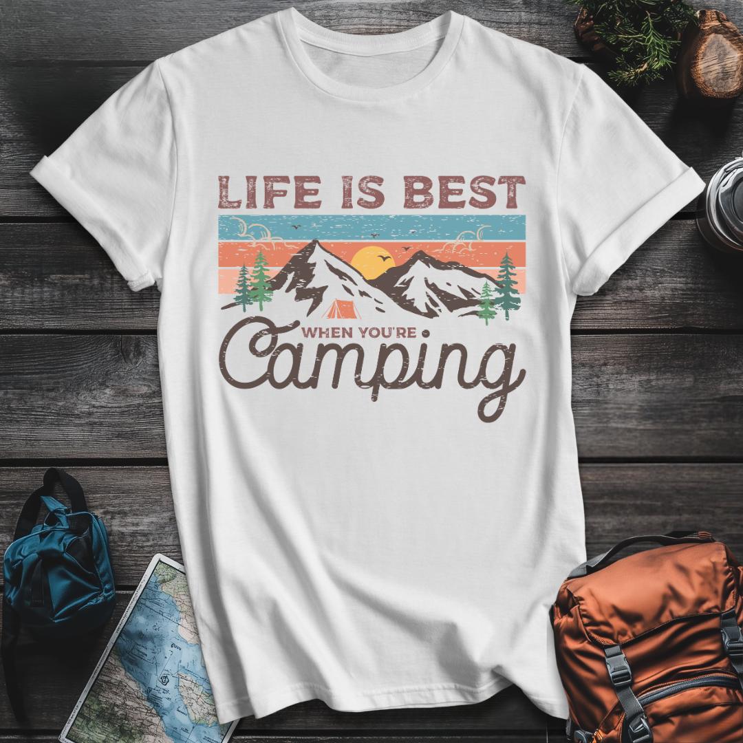 Printify T-Shirt White / S Life Is Best Camping T-Shirt