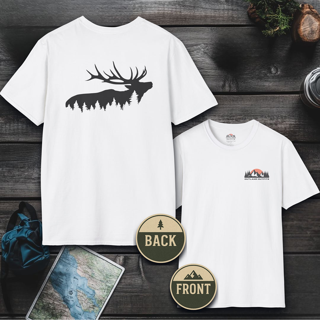Printify T-Shirt White / S Elk Wilderness T-Shirt - Outland Edition