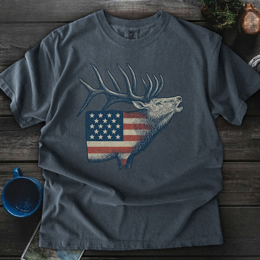 American Flag Elk - Blue Jean