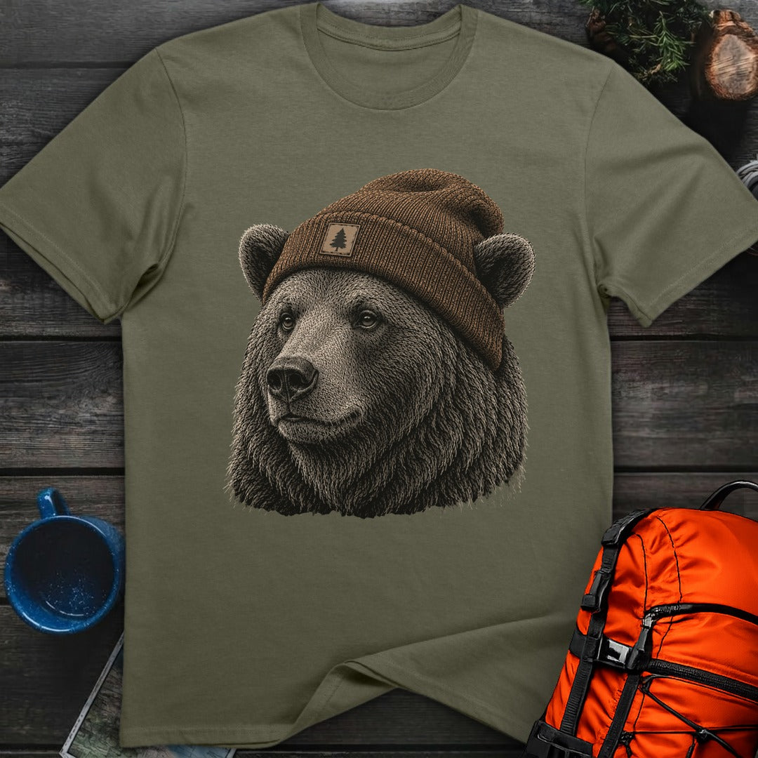 Bear in a Beanie - Military Green