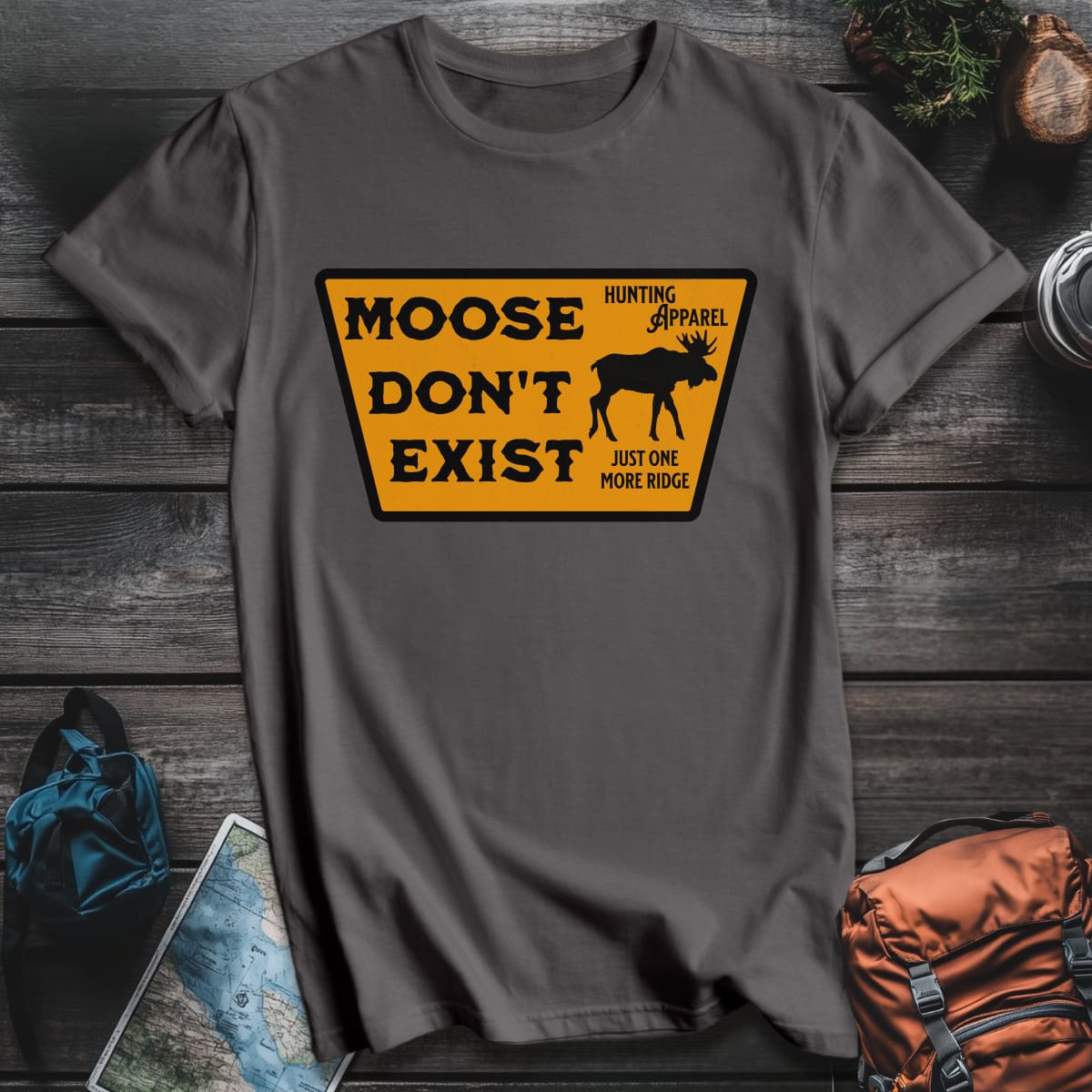 Moose Don't Exist T-Shirt - Charcoal variant