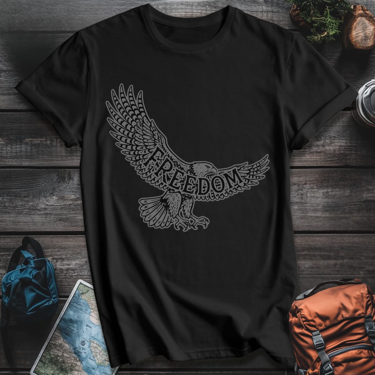 Freedom Soars Grey T-Shirt - Black variant