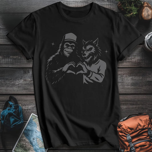 Bigfoot and Werewolf T-Shirt - Black variant