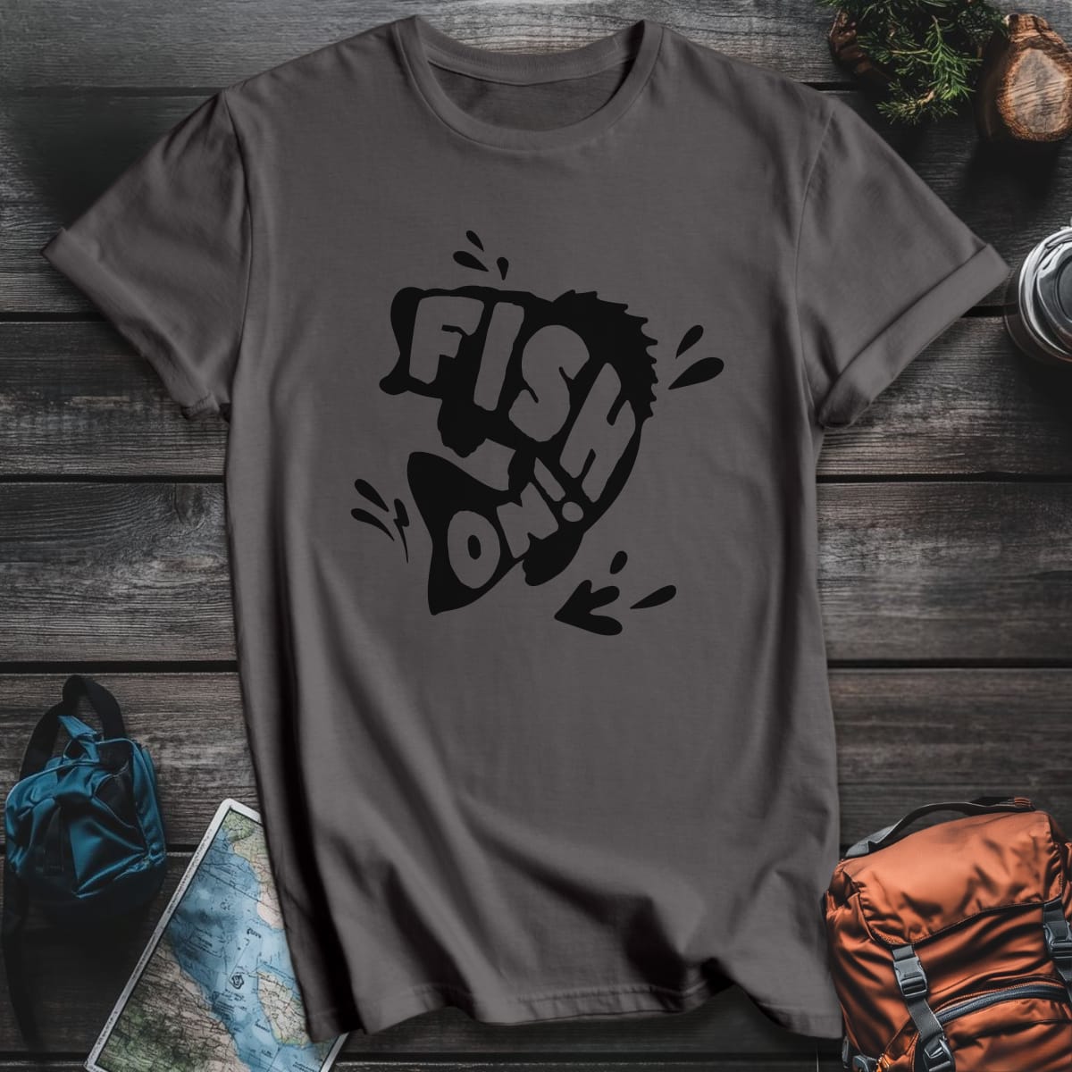Fish On! T-Shirt - Charcoal variant