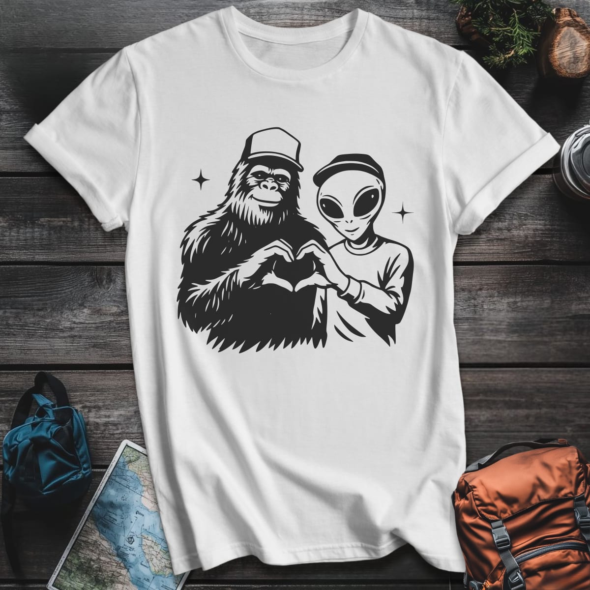 Bigfoot and Alien T-Shirt - White variant