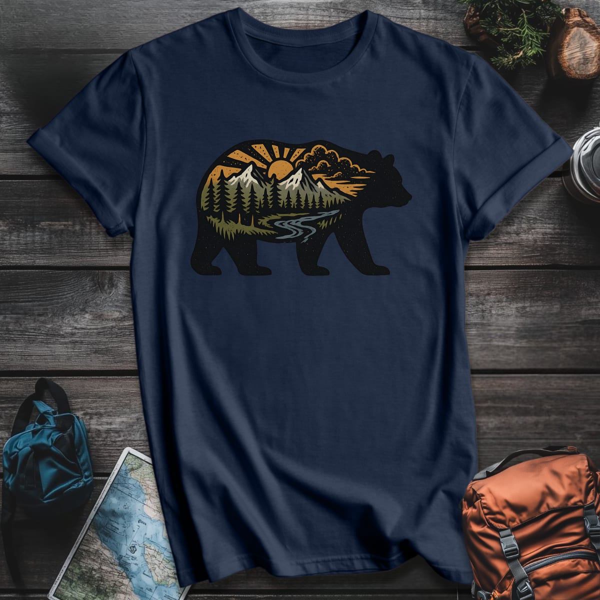 Sunset Bear T-Shirt - Navy variant